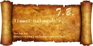 Timmel Balambér névjegykártya